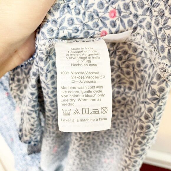 J. Crew Mercantile Women Size Medium Blue Floral Ruffle Faux Wrap Dress High-Low - Picture 8 of 10